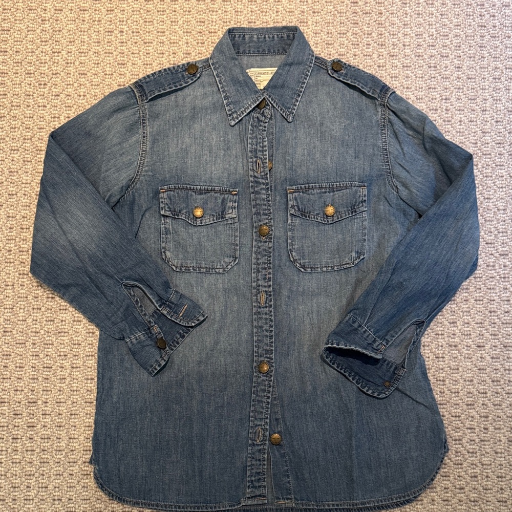 Current/Elliott Blue Denim Button-Down Shirt - image 1
